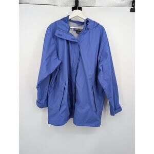 Lands End Purple Blue Raincoat Size XL 18-20 Vented Two Way Zipper Adjustable
